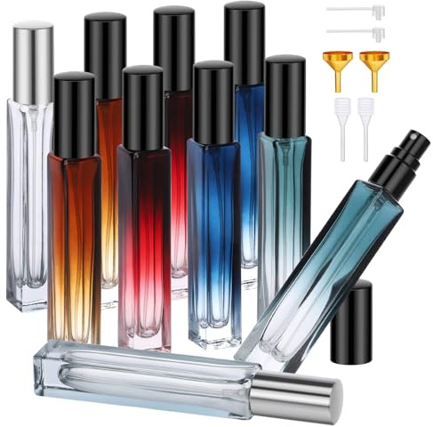 Segbeauty Porta Profumo da Viaggio, 10 Pezzi 10ml Boccetta Profumo Ricaricabile, Atomizzatore in Vetro, Vaporizzatore Portatile per Viaggio