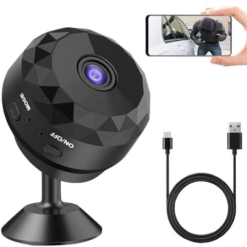 Mini Caméra Espion WiFi 1080P HD sans Fil avec Audio et Vidéo, Caméra de Surveillance Intérieure et Extérieure, Enregistrement Longue Durée, Aimant Rotatif 360°, Idéale pour Maison, Bureau, Sécurité