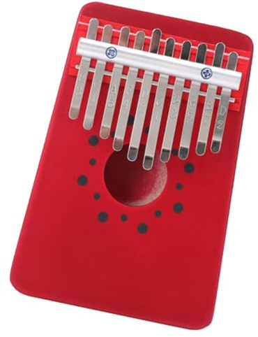 BESPORTBLE Tragbares Daumenklavier Kalimba 10 Tasten aus Akazienholz Rot Fingerklavier Musikinstrument für Anfänger mit Leichter Bedienung und Handgefertigter Feinabstimmung