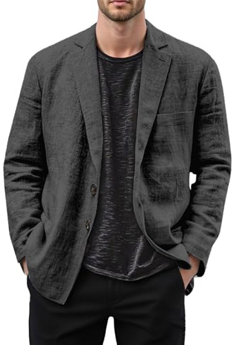 Veste légère en lin pour homme - Veste de sport d'été - Blazer en coton - Col rabattu - Blouson d'affaires - Confortables - Veste de sport élégante