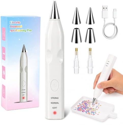Velozym Bolígrafo Eléctrico de Vacío Inalámbrico para Diamond Painting, Accesorios para Pintura de Diamante con 4 Punta de Repuesto, Herramienta Rápida y Precisa para Adultos y Niños