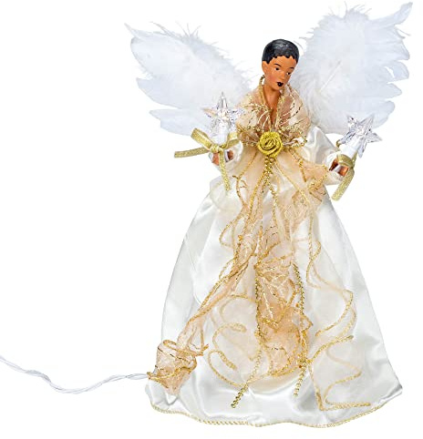 Kurt S. Adler, Inc. UL2219 Kurt Adler 10-Light 12 Ivory & Gold Black Angel Treetop