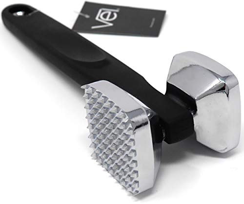Vel. Non-Slip Double Side Meat Tenderizer Hammer Pounder - Heavy Duty Ergonomic Design
