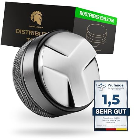 Barista Legends® Espresso Distributor Edelstahl höhenverstellbar - Leveler Tool für perfektes Kaffeemehl im Siebträger - für perfekte Ergebnisse (58mm Ø)