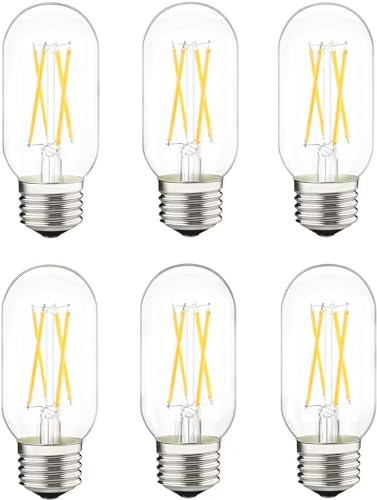 liveMAX Dimmable LED Tubular Bulb 6W,E26 Clear Edison Bulb,60W Equivalent 600 Lumens, Antique Edison Style LED Filament Light Bulbs,Daylight White 5000K Pack of 6