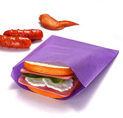 Quotidian Lavanda Plano Grande Bolsas Papel Antigrasa Sándwich 6 3/4 x 8'' (17 x 20,3cm) Paquete de 100 - Galletas Food Snack Wraps Baggies