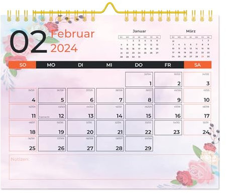 Wandkalender 2024–2025 – Juni 2024 – Juni 2025, 18 Monatskalender zum Aufhängen 2024–2025, 37,6 x 30,5 cm, Spiralbindung, Feiertage, Julianische Daten, große Blöcke, Doppeldrahtbindung, Haken zum