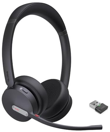 Yealink BH70 Wireless Bluetooth Headset for Work, 35h Talking Battery Life, 147g Lightweight Microsoft Teams Certified 3-Mic Noise Cancellation Cancelling Microphone Headphones for Open Office, USB-A