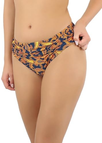 Janine Robin - Bas de Maillot de Bain Culotte drapée Caracas - Bleu Marine - Marque Française - Haute Qualité