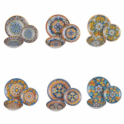 Villa d'Este Home Tivoli Service de vaisselle 18 pièces en porcelaine, 6 places de table différentes, La Tradition