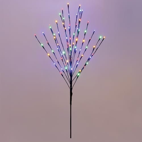 Lichterbaum 110 cm Multicolor für Außen mit Timer - 80 LED - Deko Baum bunt beleuchtet Batterie betrieben - Weihnachten Advent Winter Deko Beleuchtung für Garten