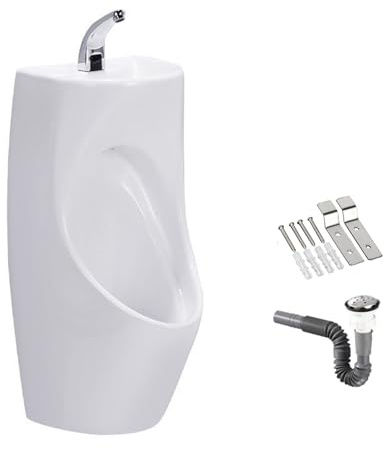 Gtzly Wand Pissoir Urinal for MäNner, Auslaufsicher, mit Waschbecken und Wasserhahn, Haushalts-/Gewerbe-Urinal for Erwachsene, Badezimmertoilette, SanitäRkeramik for MäNner, Kneipe