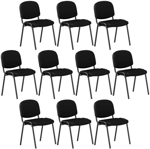 CASART 5/10PCS Stackable Conference Chairs, Heavy Duty Reception Chairs with Upholstered Fabric Seat, Metal Frame Guest Chairs for Home Waiting Room Conference Room Office (10) | Heavy Duty Reception Chairs with Upholstered Fabric Seat, Metal Frame Guest Chairs for Waiting Room Conference Room