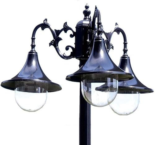 QUSYZD Farola de Exterior Estilo Vintage Americano, Estilo Retro, para jardín, 2 Luces, para paisajismo, Tradicional, Impermeable, de Aluminio, Color Negro, 225 cm y 88,5 Pulgadas,Black-225CM88.5in