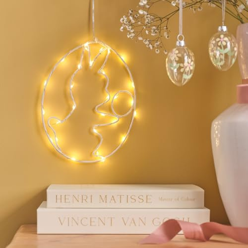 Lights4fun Belyst påskäggsdekoration | 30 varmvita lysdioder | med 6 h timer | batteridriven | dekoration vår för bord och vardagsrum | höjd 15 cm