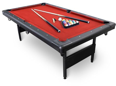 Hathaway Fairmont II Folding Pool Table, Portable, Space Saving, Red, 6 ft