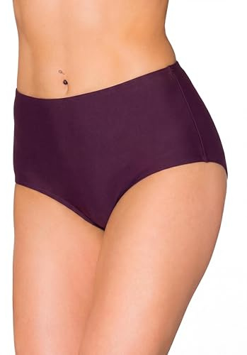 Aquarti Bikinihose Damen mit Hohem Bund – Klassische Bikinihosen für Damen in Großen Größen, Farbe: Pflaumen-Bordeaux, Größe: 42