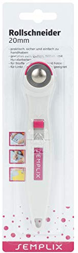 SEMPLIX Stoffschneider Super Mini mit Klingenschutz, 20mm - Rollschneider zum Basteln & Nähen (pink)