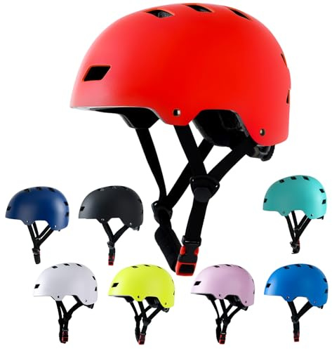 Bike Helmet 3 Sizes for Teenager Kids Youth Adults,Bavilk Skateboard Helmet Adjustable Multi-Sport Bicycle Cycling Scooter Roller Skate Inline Skating Rollerblading for Girls Boys Women Men Teen
