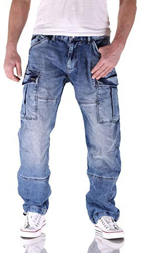 Big Seven Brian Medium Blue Cargo Herren Jeans, Hosengröße:W32/L34