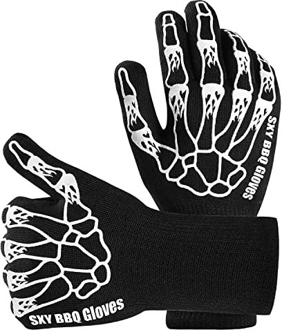Guanti da Barbecue,Guanti da Forno Resistenti al Calore Fino a 800 ° C, Protezione 360°Camino, Guanti Ignifughi per Griglia, Pizza, Camino, Cottura al Forno, Cucina