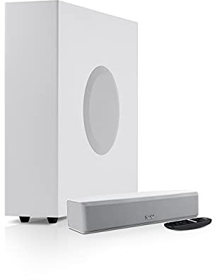 Teufel CINEBAR ONE+ 2.1 Soundsystem - Ultra-Kompakte Soundbar mit platzsparender Subwoofer, Dolby Audio, Bluetooth 5.0 aptX, Touch-Panel, Dynamore Ultra - weiß
