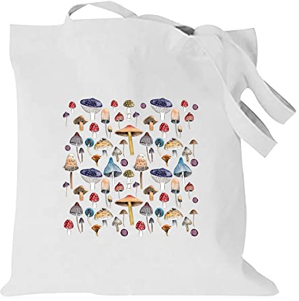 Mushroom Printed Canvas reusable grocery bags, Foldable Casual Travel HandBag, Shoulder Beach Tote Bags, Shopper bag eco friendly super strong washable Storage bags Shopping bag Canvas bag for Women