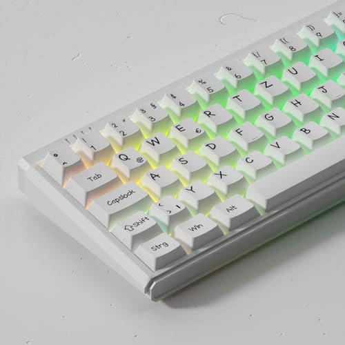 Tastenkappen Deutsches Layout, Pbt Keycaps ISO DE Keycaps, Minimalistisches Weiß Tastenkappen Cherry Profil 139 Keys for Mechanische Tastatur DE Layout 60/64/74/87/104/108 (weiß)