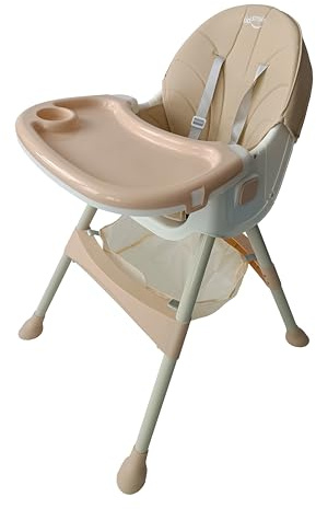 BDW - 4in1 Baby Stuhl - Hochstuhl Baby - ab 6 Monaten - Kinderstuhl mit Fußstütze, Gurt, Tisch - Kindersessel - Kinderhochstuhl, Hochstuhl Baby mit Liegefunktion, Babystuhl Klappbar - Beige