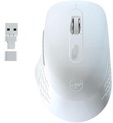 Mobility Lab - Omega - Ratón inalámbrico Bluetooth - Ergonómico, Receptor USB y USB-C, Clics silenciosos, dpi Ajustables, Compatible con MacOS y Windows - Blanco