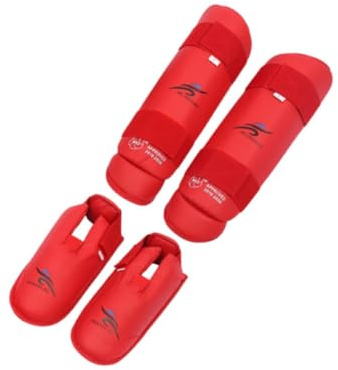harayaa Kickboxing Shin Guards Leg Guards for Kids Shin Instep Pads Shin Protection for Grappling, Sanda, Boxing, Kickboxing Sparring, Red