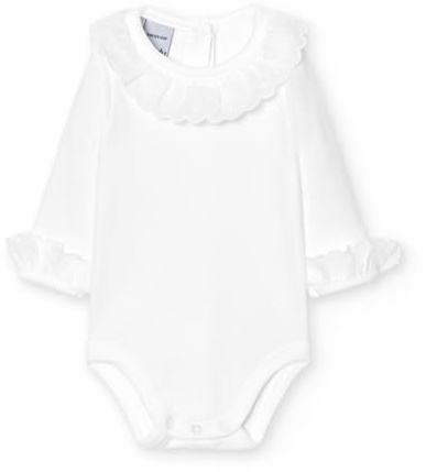 BABIDU| BODY CUELLO PUNTILLA MANGA LARGA, COLOR BLANCO, TALLA 9 MESES