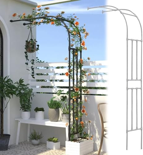 Pabellón de celosía de arco de metal para plantas trepadoras, rosas, vides, verduras, pérgola semilateral, arqueada, arco de apoyo