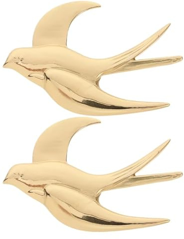 Cabilock Brass Flying Sparrow Wall Decor Handmade Bird Sculpture Vintage Metal Wall Art for Living Room Bedroom Office Decoration 3.74X2.56X0.39In