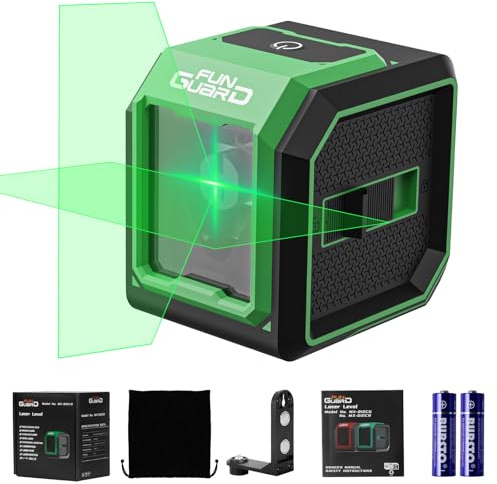 Funguard Green Laser Level with Self-Leveling& Manual Mode Horizontal and Vertical Lazer Level with 360°Magnetic Bracket, 2xAA Batteries for Construction Home Decoration DIY etc.