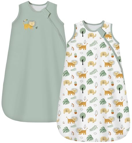 Chilsuessy Sacco nanna per bambini 1,5 Tog confezione da 2 pezzi Sacco nanna per tutto l'anno Sacco nanna invernale per neonati, 78cm/6-12 Monate