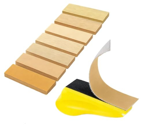 Micro Sander Kit with 70 Pcs Sanding Paper, 3.5 x 1 Inch Mini Hand Sanding Block Wet Dry Detail Sandpaper Sheets Finger Sander for Crafts Woodworking Metal Polishing 80/120/150/180/220/240/400 Grit