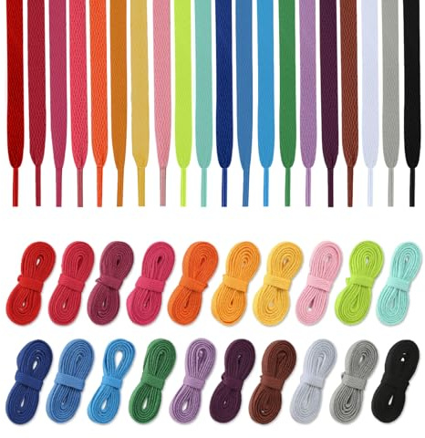 Atomvia 20 Pairs Shoe Laces for Trainers 120cm, Multi Coloured Laces, 8mm Wide Replacement Shoelaces for Sneakers, Running Shoes, Boots, 20 Colors