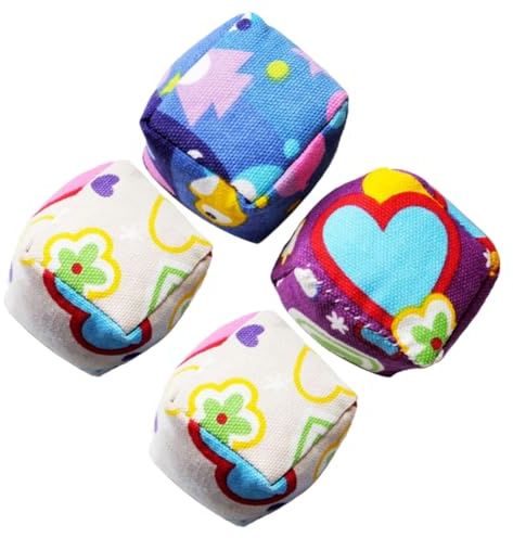 Hohopeti Lot de 4 Paquet de Sable à Lancer en Tissu Résistant Jouets Portables pour Garçon et Filles Accessoires de Jeux d'Extérieur Balles de Jonglage Colorées Couleur Aléatoire