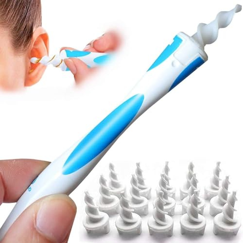 Q Grips Earwax Removal-Spiral Ear Wax Removal Tool, Reusable Earwax Removal Kit Safe Ear Cleaner with 16 Pcs Soft and Flexible Replaceme