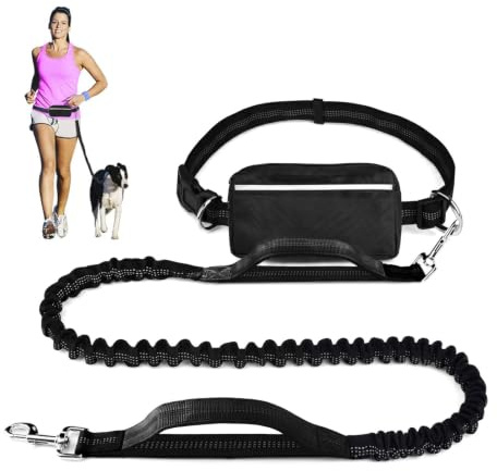 Futuhada Laisse pour Chien Mains Libres avec Ceinture et Sac Détachable