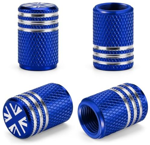 4Pcs Union Jack Tyre Valve Caps, Aluminium Alloy Dust Caps | Corrosion Resistant & Laser Engraved Car Tyre Valve Stem Caps for Cars,SUVs,Trucks,Motorcycles,Bicycles