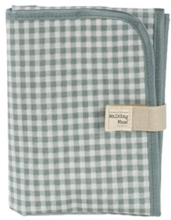 Walking Mum. Matelas à langer I Love Vichy, design portable et pliable, facile à ranger dans le sac maternel. Couleur verte. Dimensions : 18 x 27 x 4 cm.