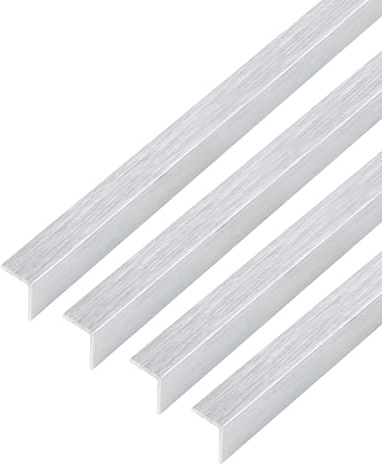 Alberts 499532 - Profilo angolare autoadesivo, in alluminio, design in acciaio inox, chiaro, 1000 x 10 x 10 mm, set da 4 pezzi