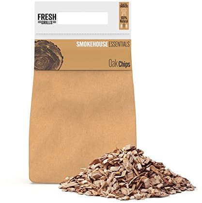 Fresh Grills Copeaux de fumage en bois de chêne pour barbecue 3L (700 g) - 100 % bois naturel pour four à pizza, barbecue Kamado, fumoir - Riche saveur fumée - Faible humidité, haute chaleur