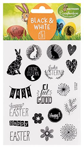 Heitmann Eierfarben - Sticker Black & White 2 Bögen, 1018605, Schwarz/Weiß