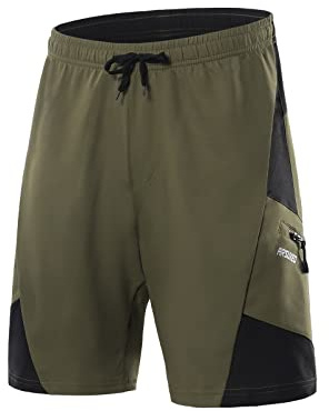 ARSUXEO Mens Mountain Bike Shorts Cycling Shorts with Liner Padded Biking Cycle Shorts Loose Fit Lightweight B2204 Army Green L