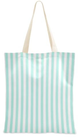 FRODOTGV Einkaufstasche aus Segeltuch, blau und weiß gestreift, einfarbig, Tragetasche, Lehrertasche, Geschenk, Einkaufstaschen für Lebensmittel, Blau und Weiß gestreift, 1 Size