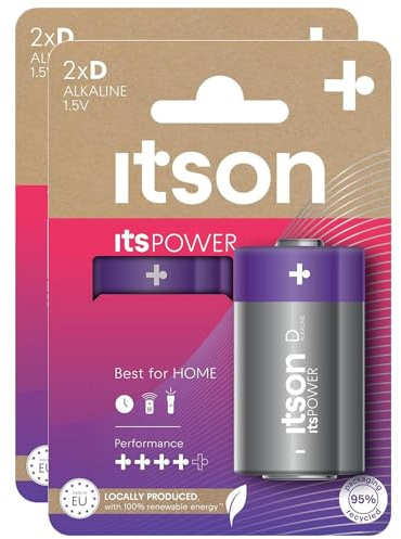 ITSON Lot de 2 x 2 Piles Alcalines LR20/D 1,5V ItsPOWER