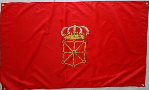 Bandera de Navarra, reforzada con 4 ojales, 150cm x 90 cm (Navarra) Ideal Balcones MateyCo
